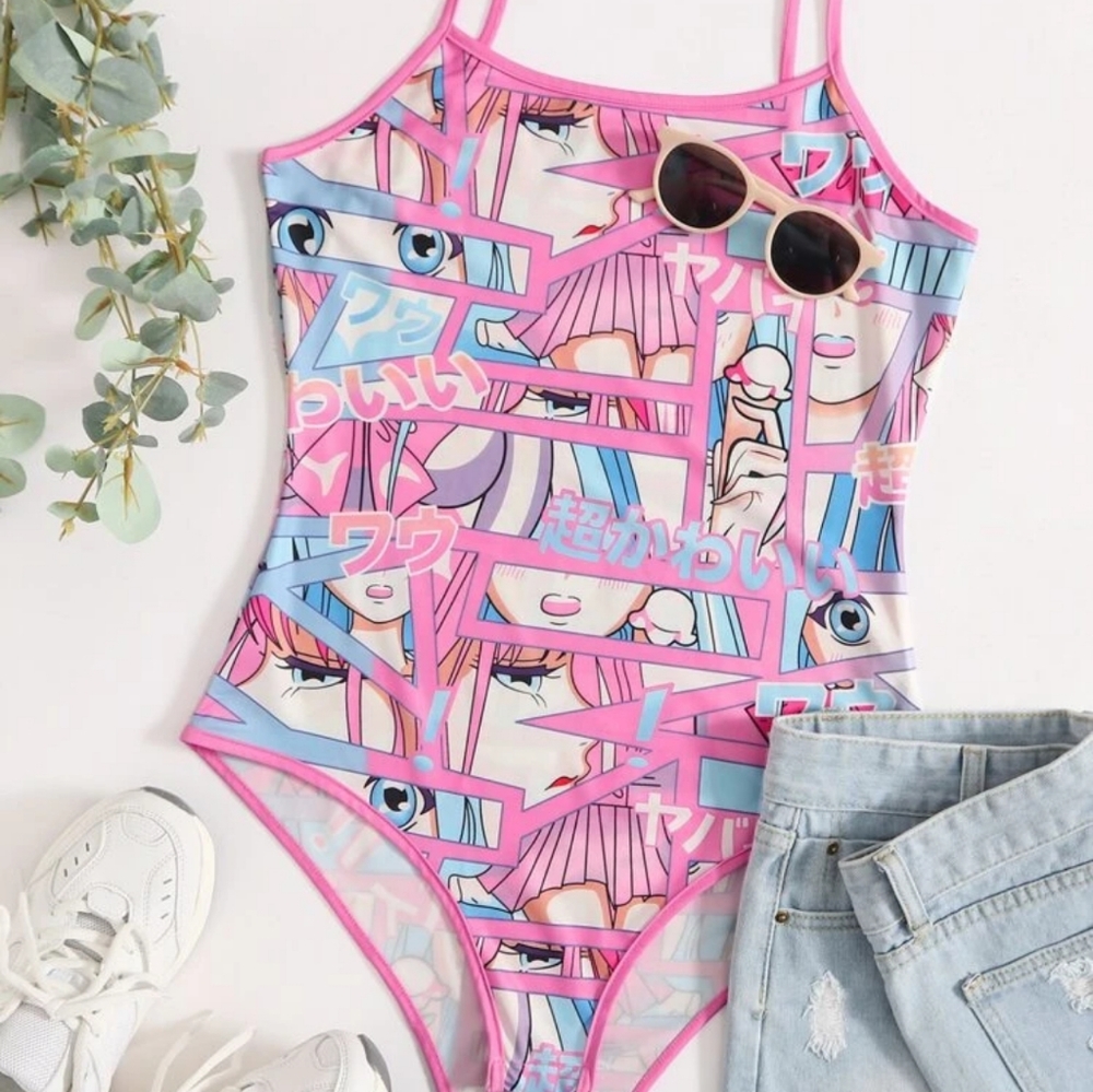 Nwot Comic Pattern Cami Bodysuit - image 1